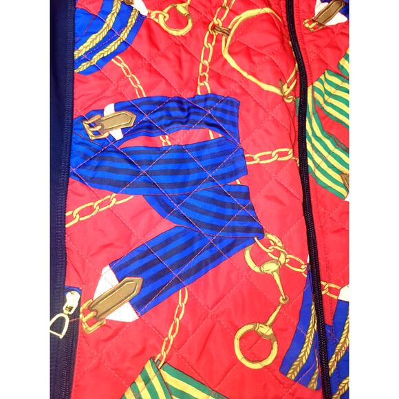 Vintage L-RL Lauren Active Women's Full Zip Quilted Jacket Equestrian Print 1X - Picture 5 of 8